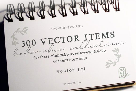 300 Boho-Chic Vectors Mega Pack: Graphics & Illustrations