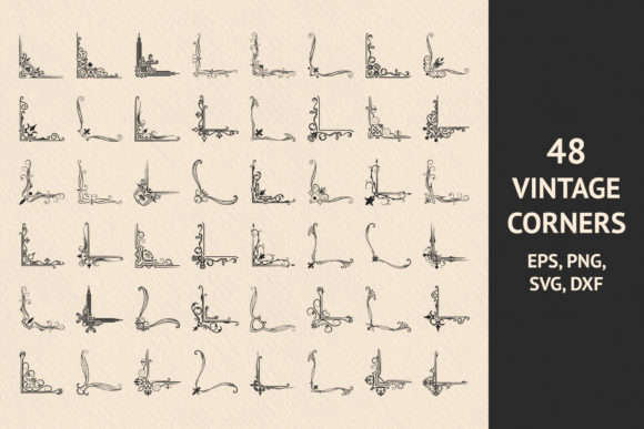48 Vintage Page Corner Borders: Graphics & Illustrations for Authentic Local Branding