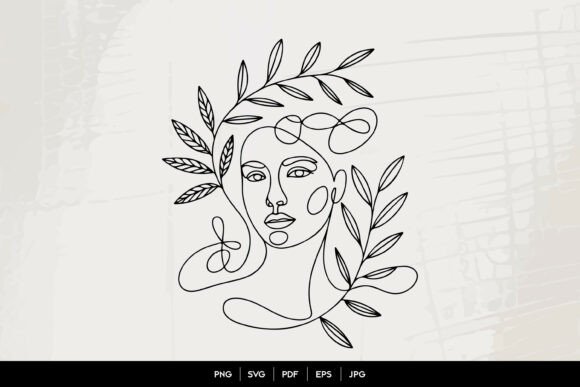 Abstract Woman Botanical Face Art: Graphics & Illustrations for Local Branding