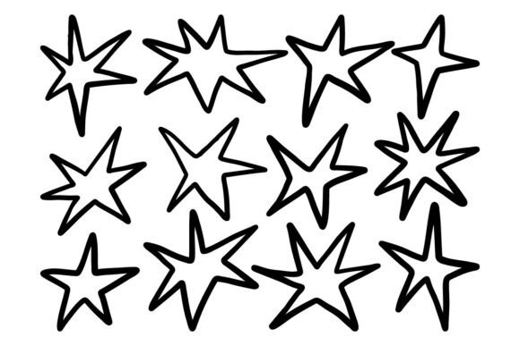 Bold Star Doodle Graphics for Editorial and Web Design
