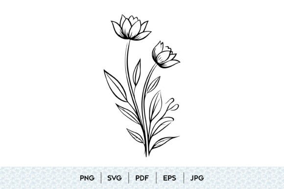 Botanical Flower Line Art Graphics