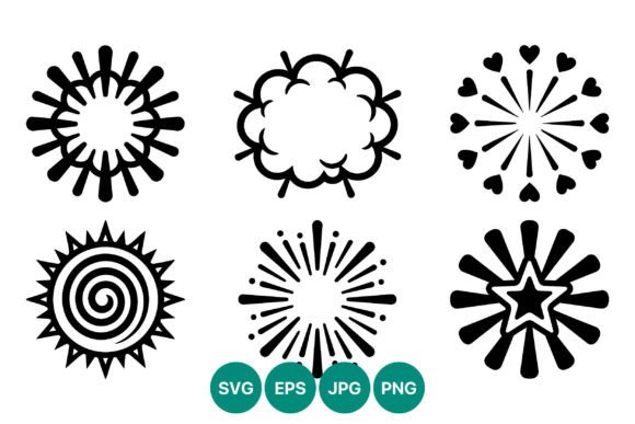 Burst Shapes Star and Heart Vector Icons: Graphics & Illustrations