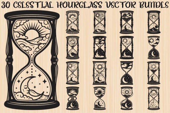 Celestial Sun Moon Hourglass Bundle: Graphics & Illustrations