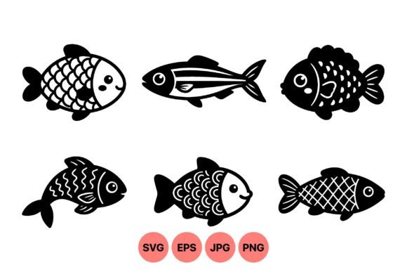 Cute Black Fish Silhouette Clipart Graphics