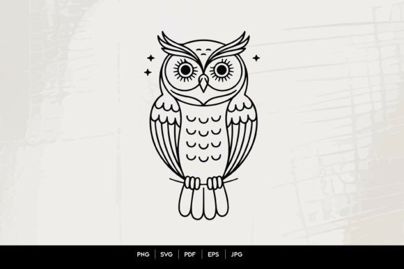 Cute Owl Line Art SVG