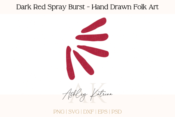 Dark Red Spray Burst: Folk Art Graphics & Illustrations