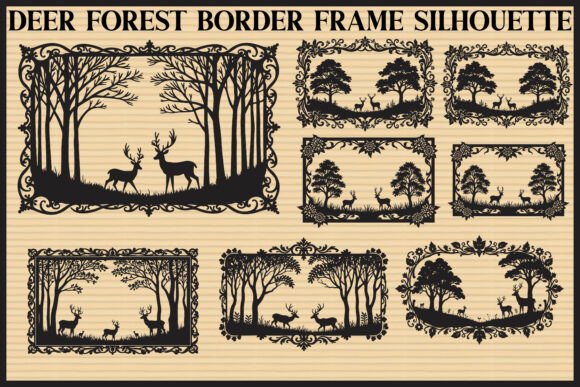 Deer Forest Border Frame Set: Graphics & Illustrations for Handmade Brands
