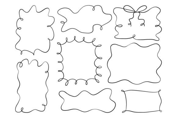 Doodle Frame Border Set Line Art Pack Graphics