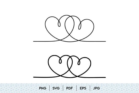 Double Heart Line Art: Minimalist Graphics & Illustrations