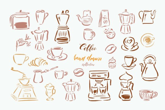 Hand Drawn Coffee and Cafe Elements Graphics for Local Branding