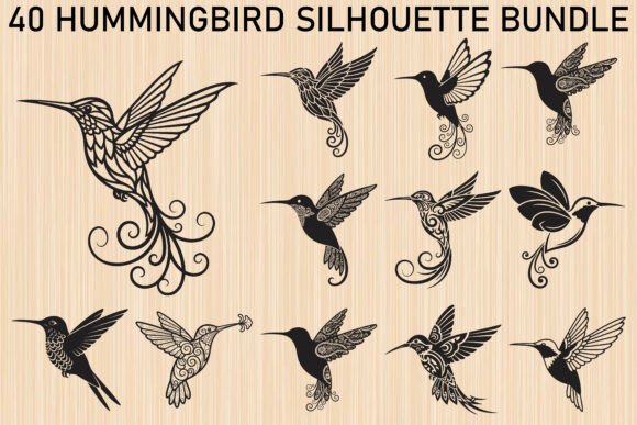 Hummingbird Silhouette Bundle: Graphics & Illustrations