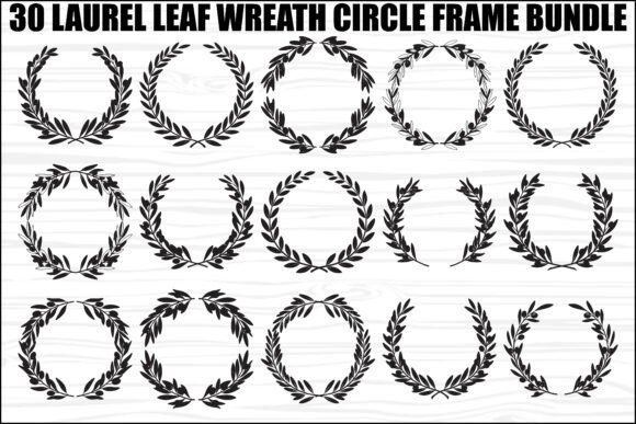 Laurel Leaf Wreath SVG Bundle: Elegant Graphics & Illustrations