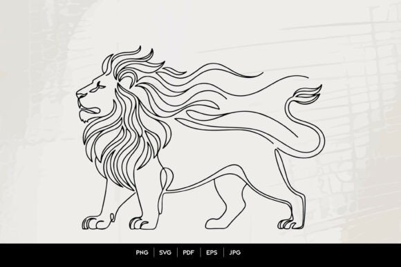 Majestic Lion Line Art SVG: Graphics & Illustrations for Sellers