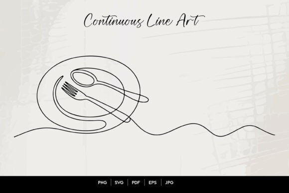 Minimal Dining Line Art SVG Design: Graphics & Illustrations