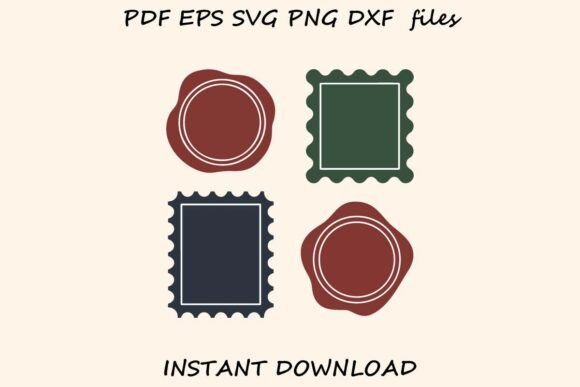 Minimal Wax Seal Postage Stamp Set Graphics