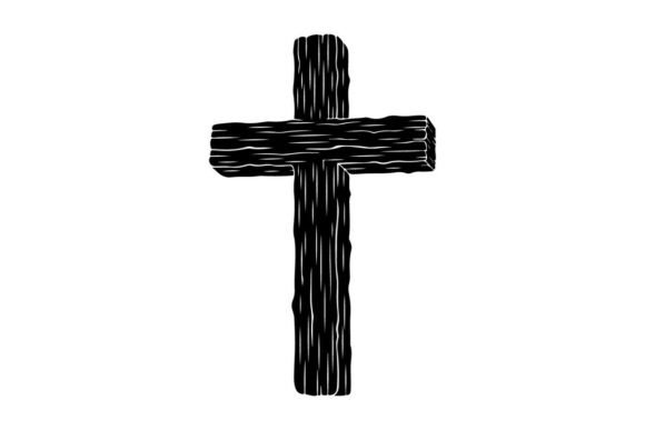 Minimalist Wooden Cross Symbol Isolated: Graphics & Illustrations