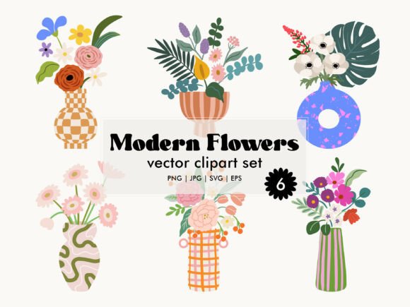 Modern Flowers Graphics for Contemporary Design