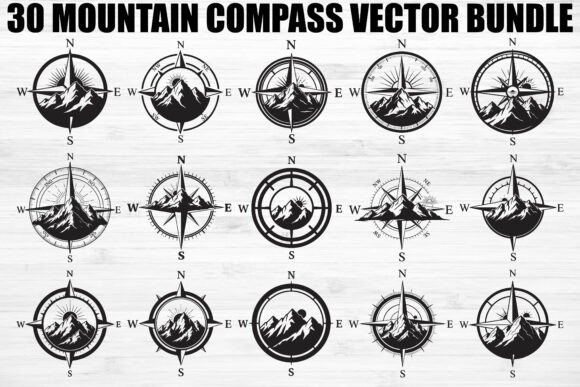 Mountain Compass Bundle: Graphics & Illustrations