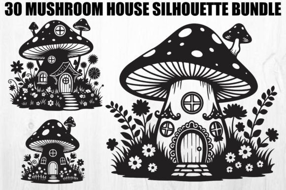 Mushroom House SVG Bundle: Whimsical Graphics & Illustrations