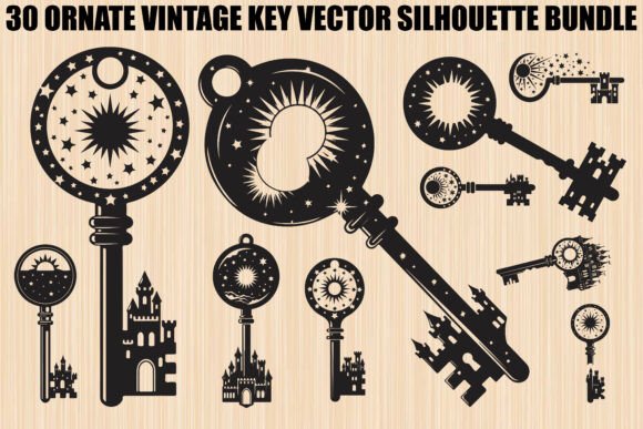 Ornate Vintage Key Bundle: Graphics & Illustrations for Creative Sellers