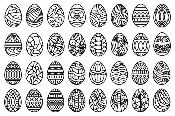 Patterned Egg Illustrations Set: Graphics & Illustrations