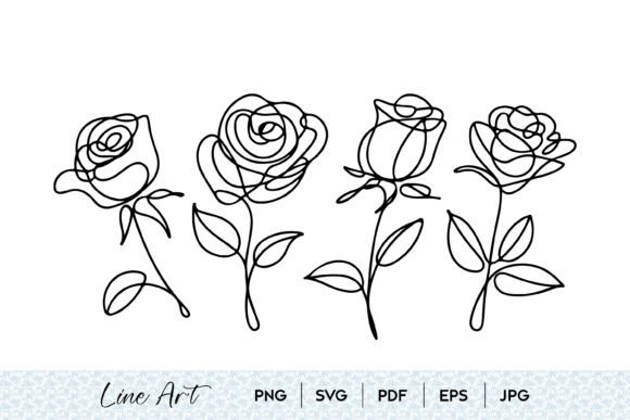 Rose Line Art Bundle SVG Set: Graphics & Illustrations for Handmade Creators