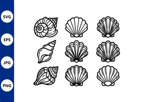 Seashell Grid Vector Icons Graphics
