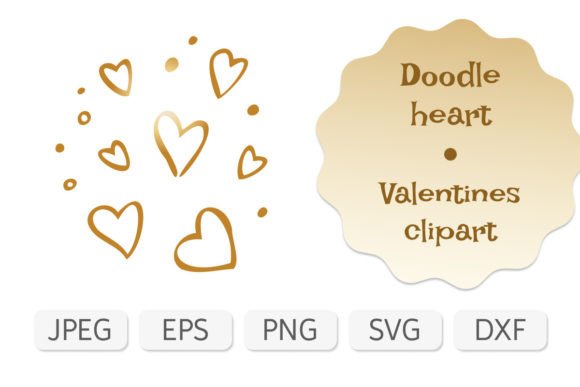 Simple Golden Doodle Valentines Heart: Graphics & Illustrations for Local Branding