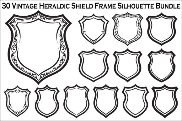Vintage Heraldic Shield Bundle: Graphics & Illustrations