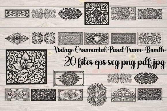 Vintage Ornamental Panel Frame Bundle: Graphics & Illustrations
